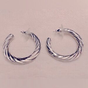 Monet Vintage Silver Hoop Earrings